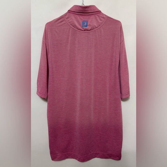 FootJoy Lisle Heather Stripe Golf Polo Shirt Pink/Blue Size Medium - Picture 2 of 11